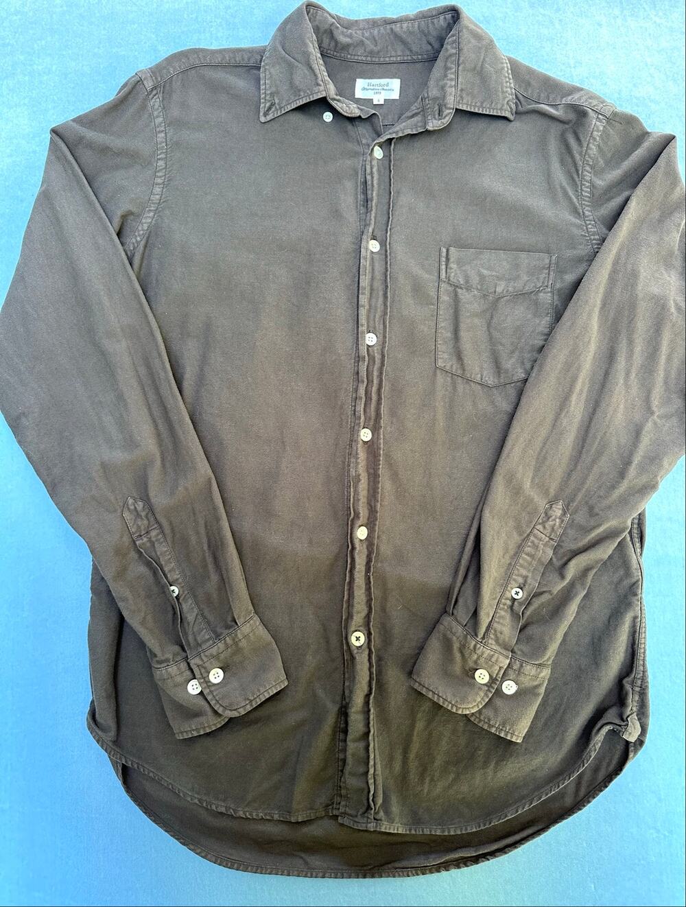 Hartford Alternative Classics Mens Shirt Size S Gray Olive Long Sleeve Button Up